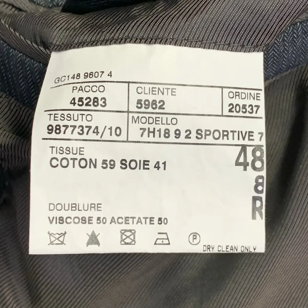 CORNELIANI Size 38 Grey Charcoal Herringbone Cotton Silk Peak Lapel Suit